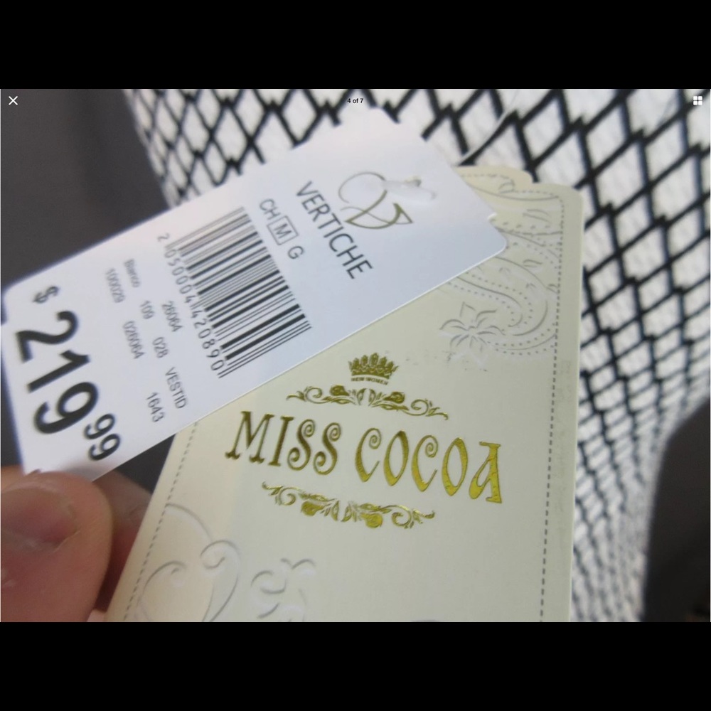 MISS COCOA BLACK/WHITE FAUX PEARL NECKLINE DRESS